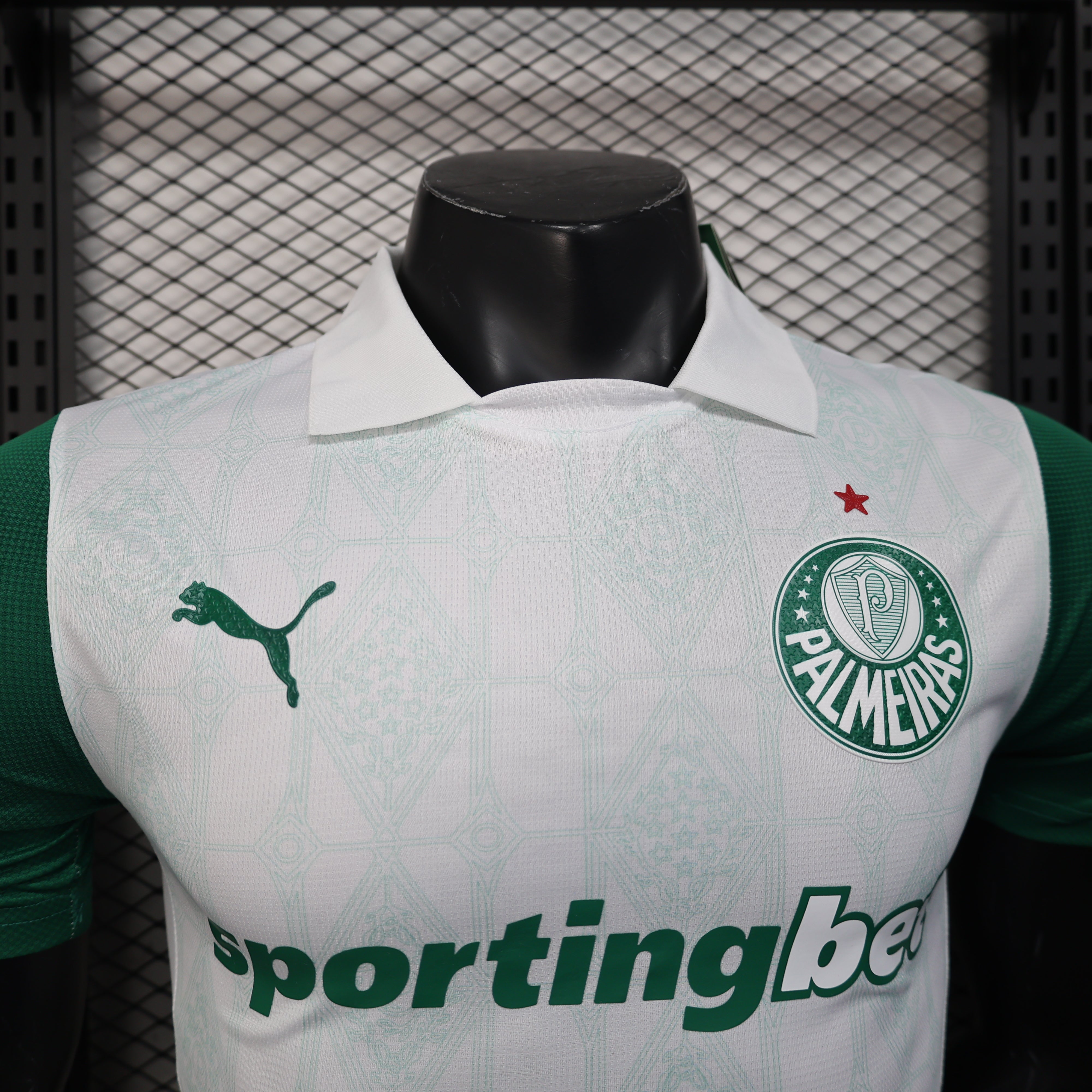 White and green Puma Palmeiras 25/26 player away jersey front