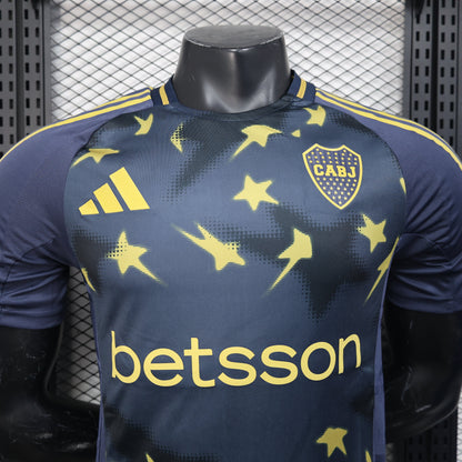 Dark blue Boca Juniors 25/26 third player jersey with yellow star bolt patterns, adidas logo