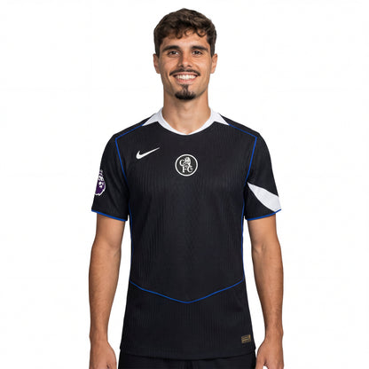 Black Chelsea FC 25/26 third player jersey with Nike swoosh and crest
