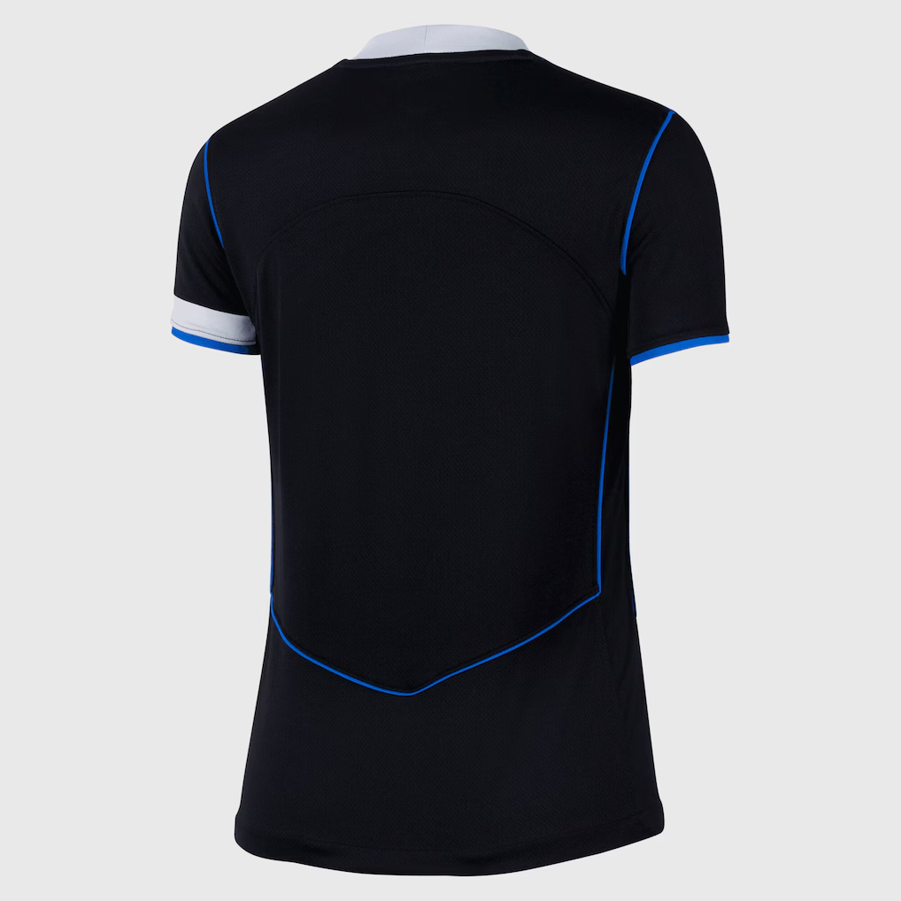 Jersey Chelsea Femenino 25/26 Third black athletic shirt with blue white trim