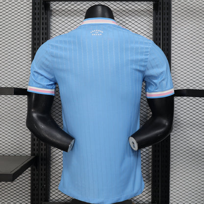 Light blue Inter Miami 25/26 third away jersey with pink white cuffs