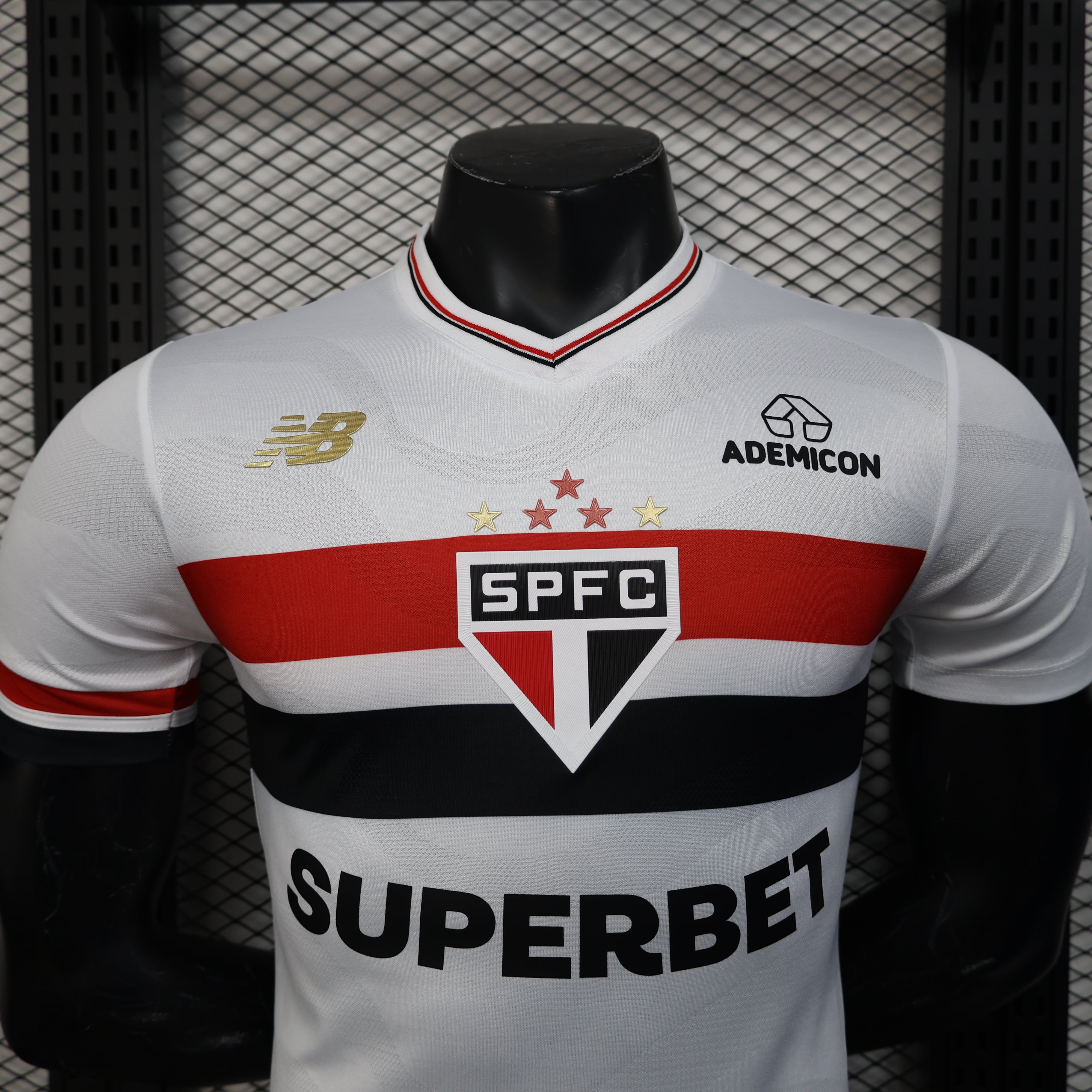 Jersey São Paulo 25/26 Player Home white with red black stripes SPFC crest